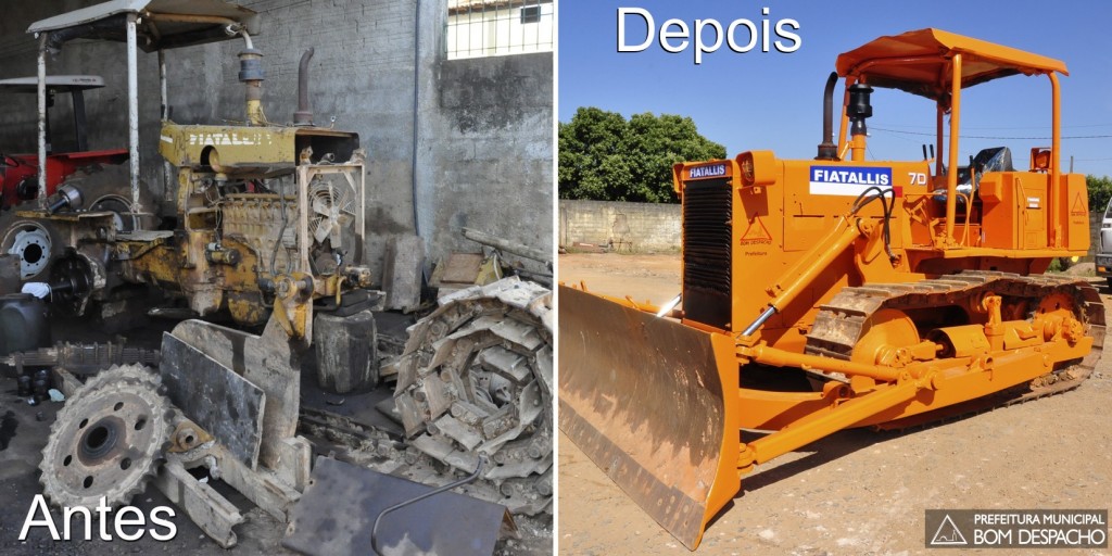 Assim como muitos veículos da frota municipal, o trator esteira estava sucateado devido ao mal uso e falta de manutenção da gestão passada. Foto: Prefeitura Municipal de Bom Despacho/MG